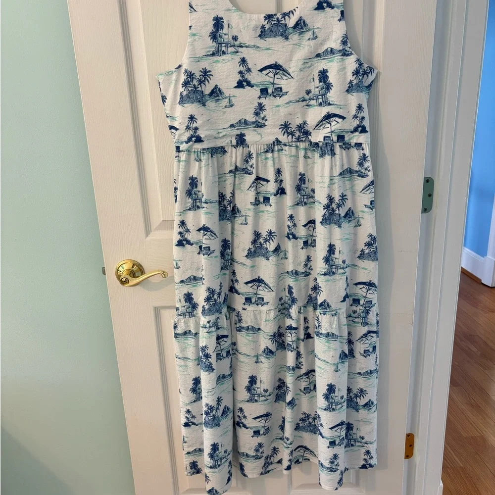 Tommy Bahama Blue and White Island Print Dress - Picture 3 of 6